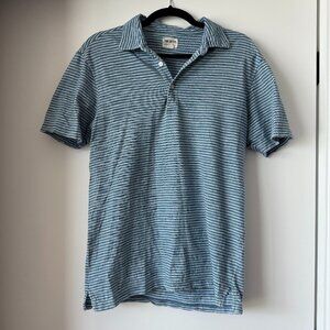 Todd Snyder Greyish-Blue Striped Polo, Medium